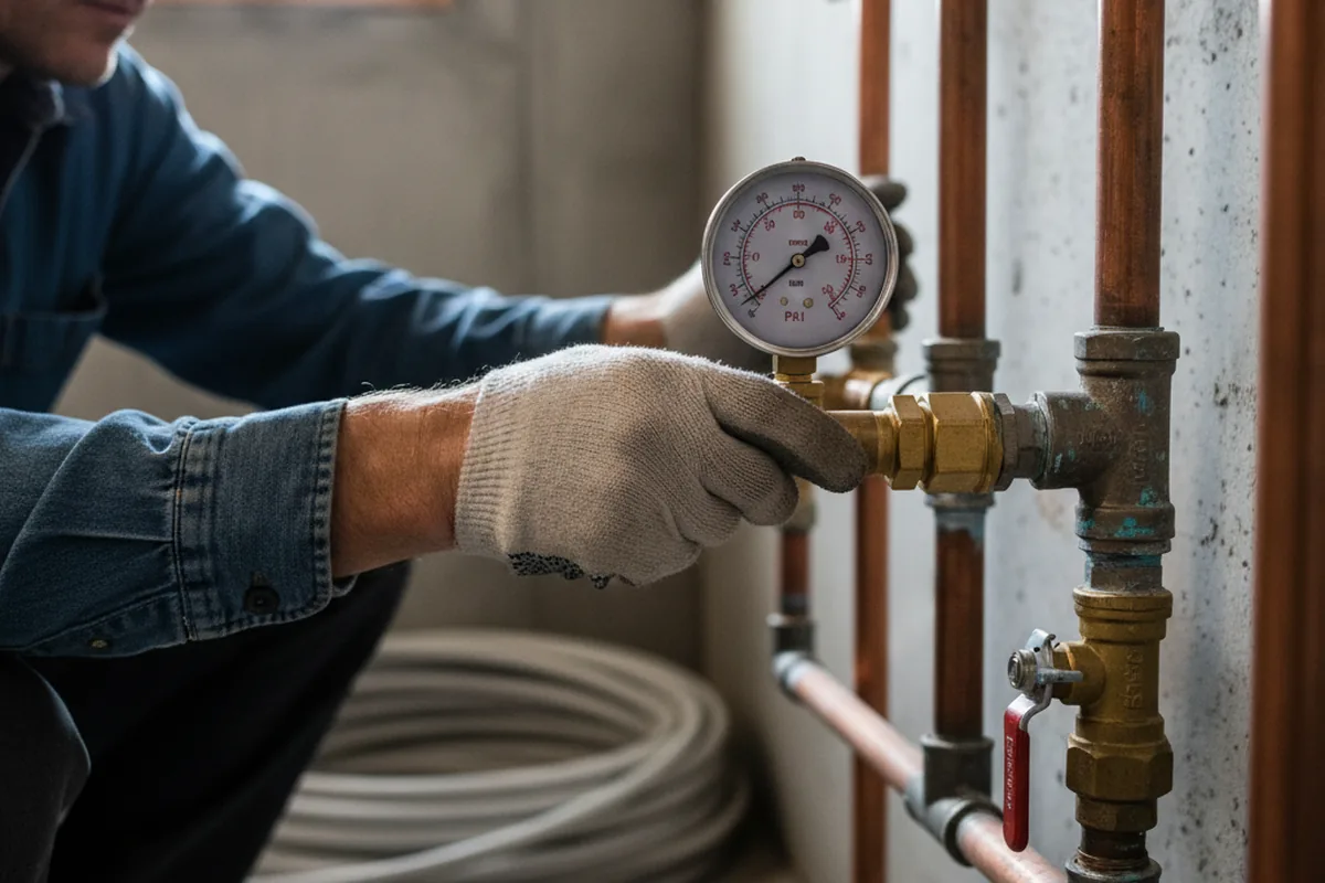 Pressure testing a repaired line during Water Line Repair in Glenn Dale